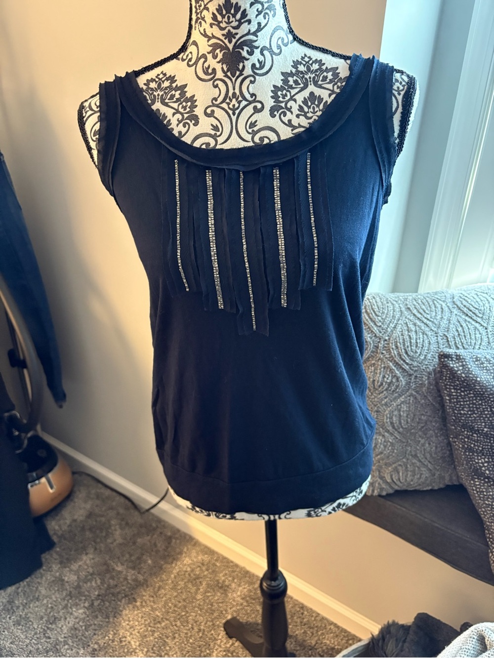 Women's Black Sleeveless  Tank with sequins size medium